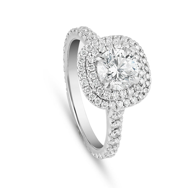 Cushion Halo Engagement Ring